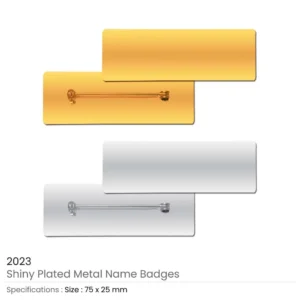 Shiny Gold and Silver Plated Metal Name Badges - Image 3