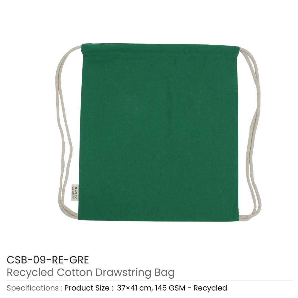 Recycled-Cotton-Drawstring-Bags-Green-CSB-09-RE-GRE