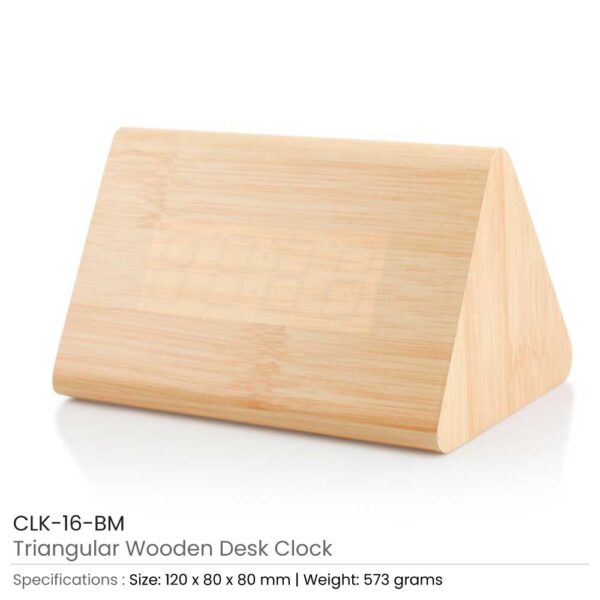 Triangular Wooden Desk Clock