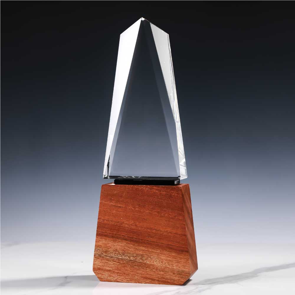 Tower-Shape-Crystal-Awards-with-Wooden-Base-CR-58-02