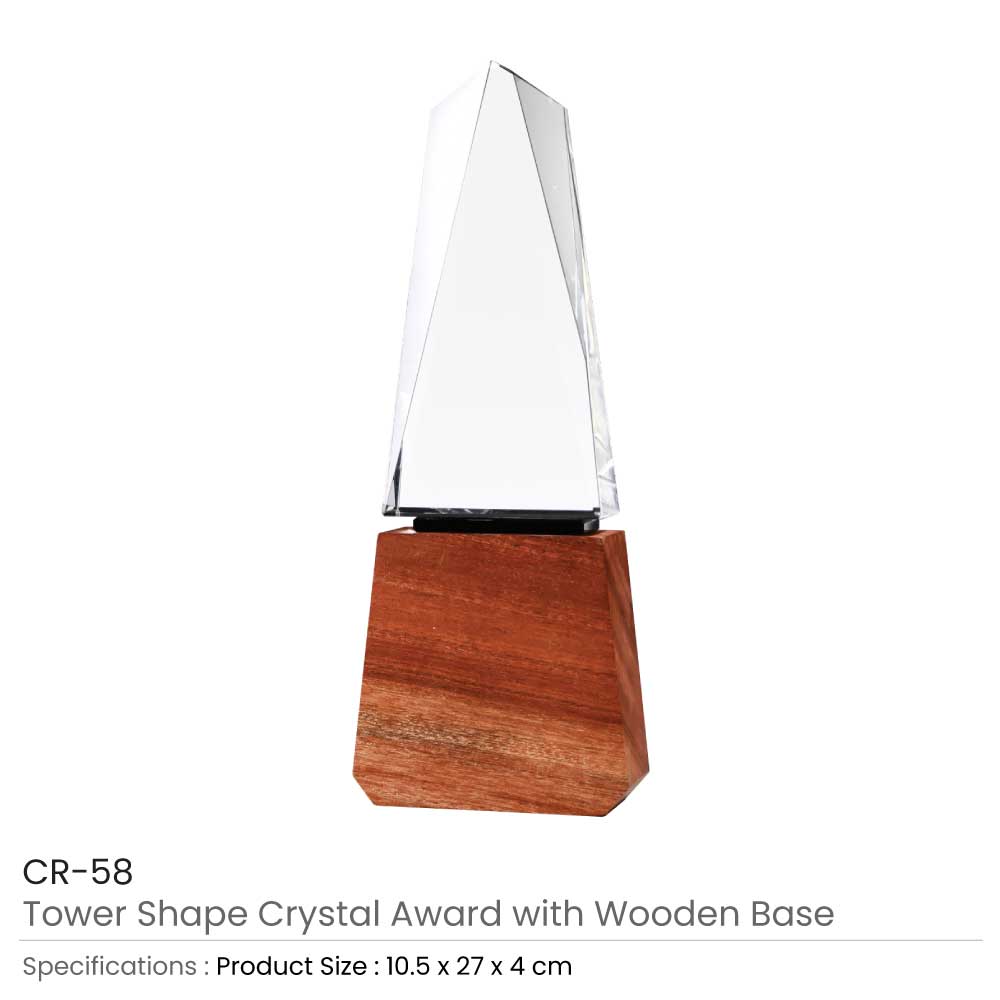 Tower-Shape-Crystal-Awards-with-Wooden-Base-CR-58-Details