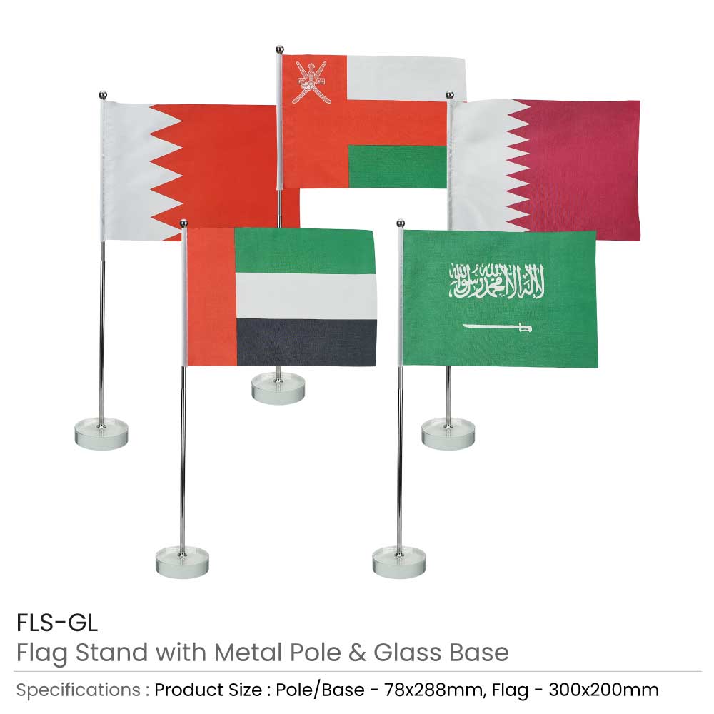 Flag-with-Metal-Pole-and-Glass-Base-FLS-GL