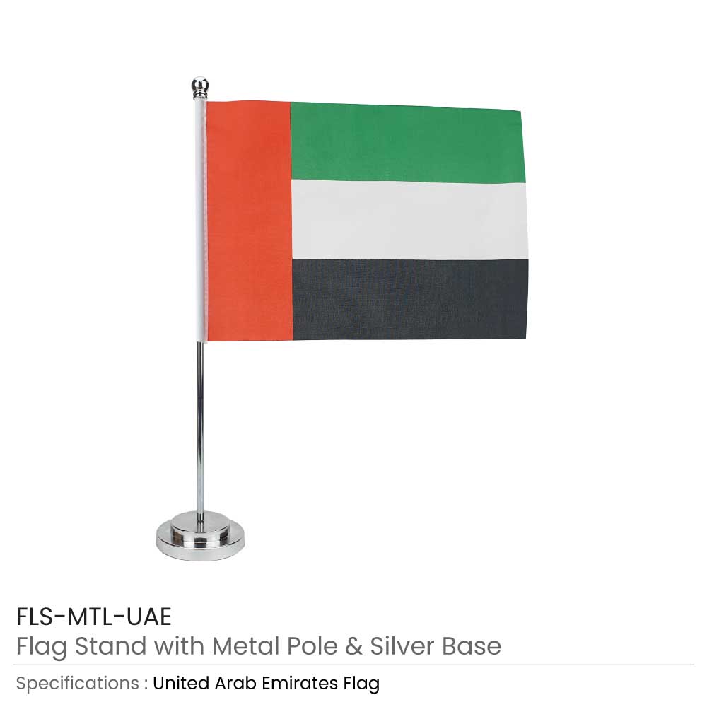 UAE-Flag-with-Metal-Pole-and-Silver-Base-FLS-MTL-UAE