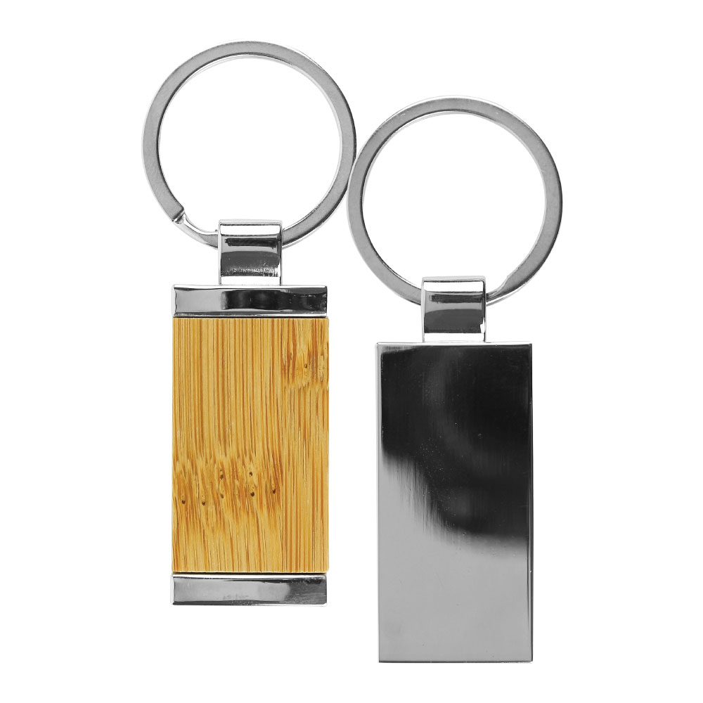 Rectangular-Bamboo-and-Metal-Keychains-KH-10-BM-Blank