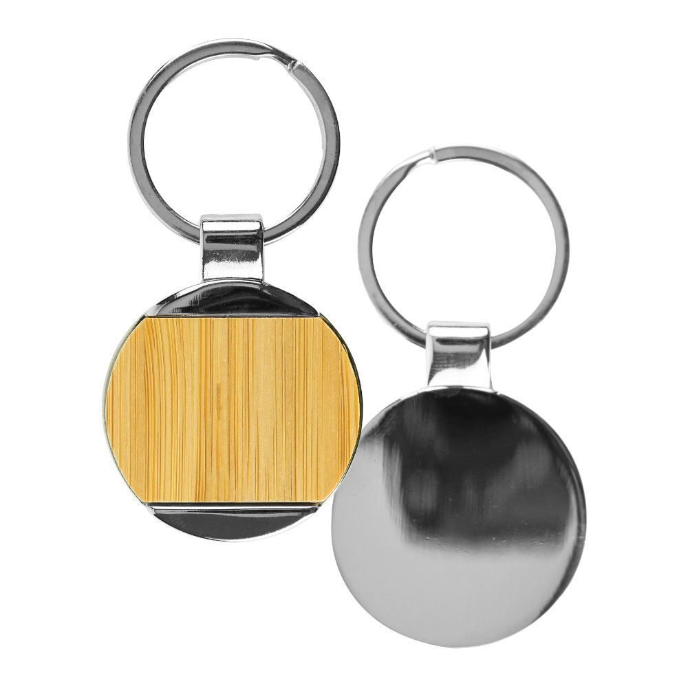 Round-Bamboo-and-Metal-Keychains-KH-9-BM-Blank