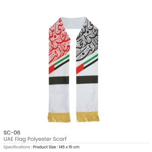 UAE Flag Polyester Scarf with Gold Tassel - Image 3