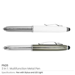 3 in 1 Metal Pens with Stylus and Light - Image 7