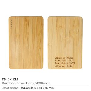 Bamboo Powerbank 5000 mAh Type C Input and Output - Image 3