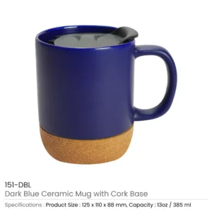 Ceramic Mugs with Lid and Cork Base 385 ml - Image 4