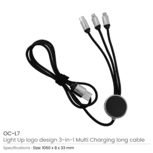 OC-L7 Light Up logo design 3-in-1 Multi Charging long cable