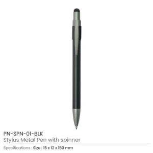 Stylus Metal Spinner Pens Black Color