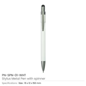 Stylus Metal Spinner Pens White Color