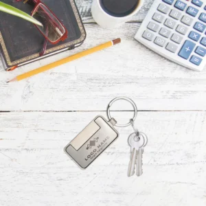 Metal Keychain Rectangle Gun Metal Matte Finish Plate - Image 9