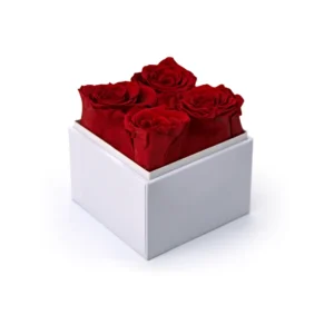 Flower Gift Box White & Clear Acrylic Lid with 4Pcs Forever Red Roses - Image 6