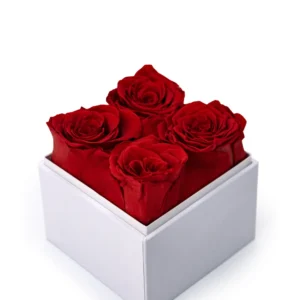 Flower Gift Box White & Clear Acrylic Lid with 4Pcs Forever Red Roses - Image 5