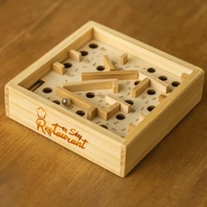 Wooden Maze Board Game with Silver Metal Ball – Labyrinth Balance Puzzle - Image 3
