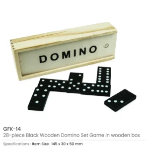 Domino Set Game in Wooden Slide Box – 28 Black Wooden Pieces - Image 3