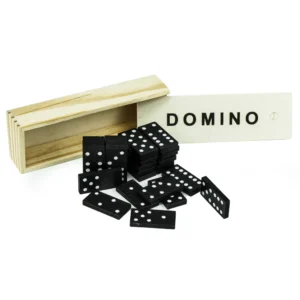 Domino Set Game in Wooden Slide Box – 28 Black Wooden Pieces - Image 4