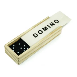 Domino Set Game in Wooden Slide Box – 28 Black Wooden Pieces - Image 6