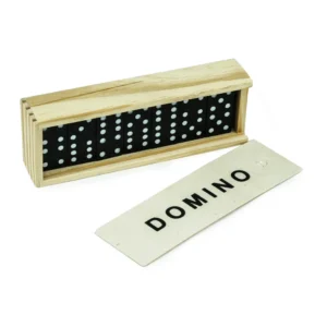 Domino Set Game in Wooden Slide Box – 28 Black Wooden Pieces - Image 5