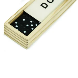 Domino Set Game in Wooden Slide Box – 28 Black Wooden Pieces - Image 7