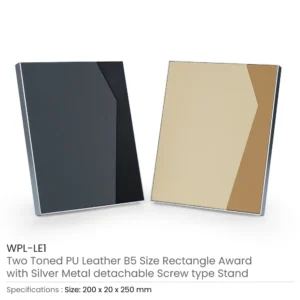 Two-Toned PU Leather Awards with Aluminum Frame & Stand – B5 Size in Luxury Box - Image 3