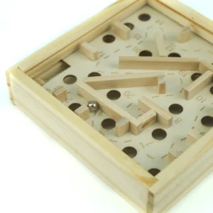 Wooden Maze Board Game with Silver Metal Ball – Labyrinth Balance Puzzle - Image 3