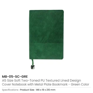 Soft PU Cover Notebooks in A5 Size with Metal Plate Bookmark - Image 12