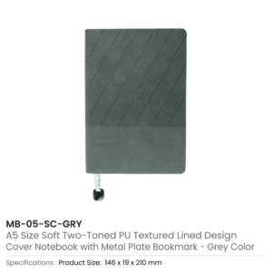 Soft PU Cover Notebooks in A5 Size with Metal Plate Bookmark - Image 8