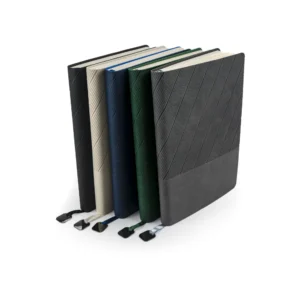 Soft PU Cover Notebooks in A5 Size with Metal Plate Bookmark - Image 1