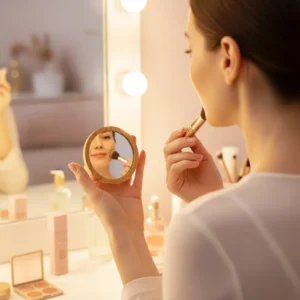 Bamboo Pocket Mirrors in Round-shaped, Lightweight & Portable - Image 2