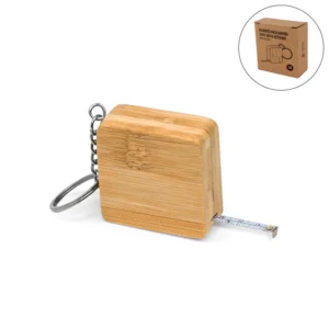 Bamboo Retractable Measuring Tape Keychains - Image 1