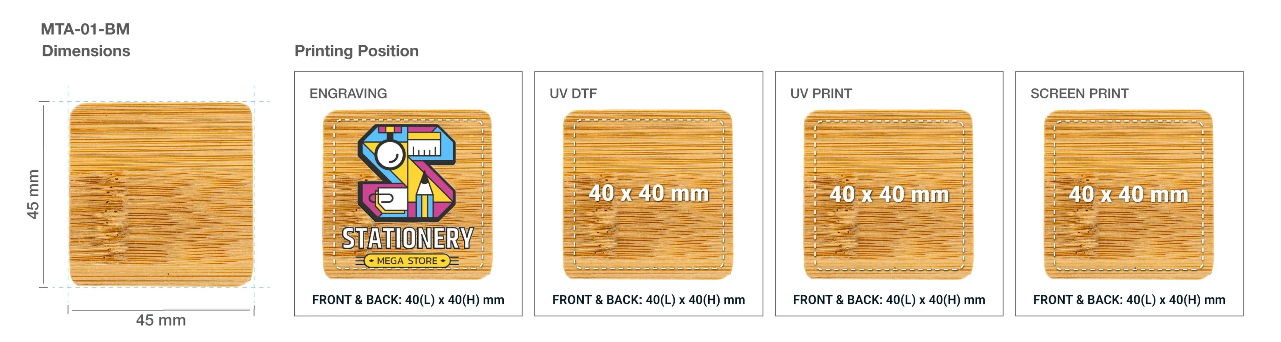 Bamboo Measuring Tape Keychain Printing Details