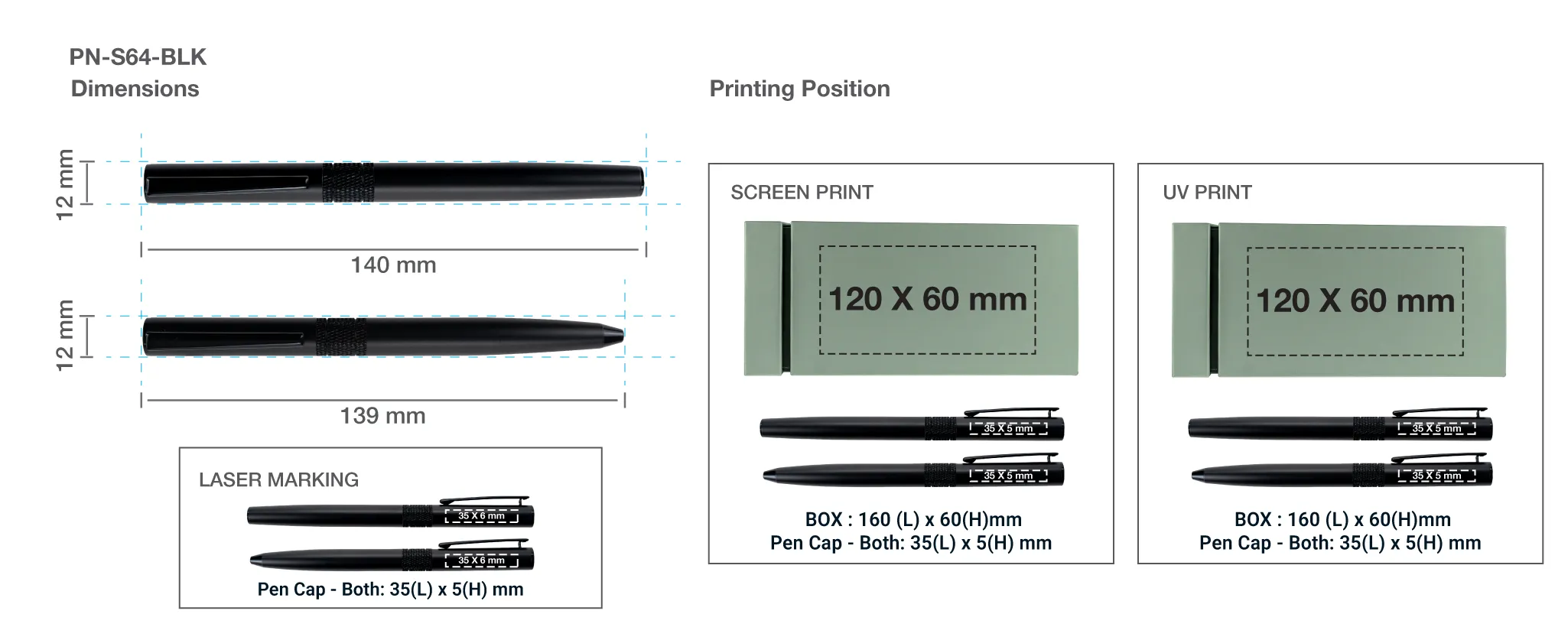 Black Metal Pen Set Matte Finish Printing Details Black Metal Pen Set Matte Finish Printing Details
