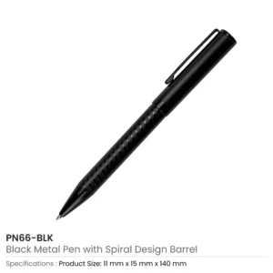 Black Metal Pens with Spiral Design Barrel - Image 7