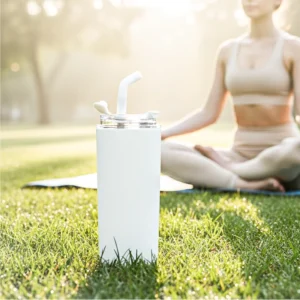 Double Wall SS Tumblers with Transparent Lid and Metal Straw - 500ml - Image 3