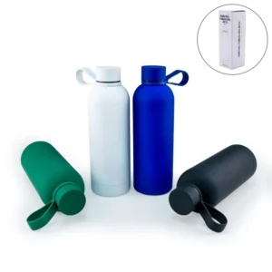 Stainless Steel Water Bottles 500ml – Double Wall, Matte Finish, Soft-Touch Rubber Coating - Image 1