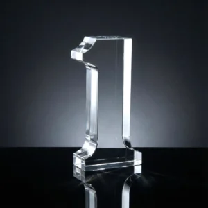 Crystal Glass Trophy in Number One Shape with Gold Lock Closure Box - Image 3