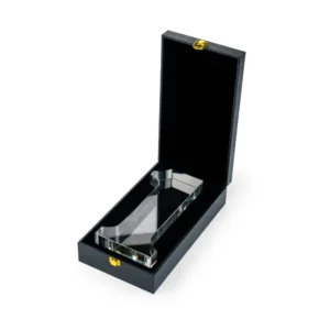 Crystal Glass Trophy in Number One Shape with Gold Lock Closure Box - Image 8