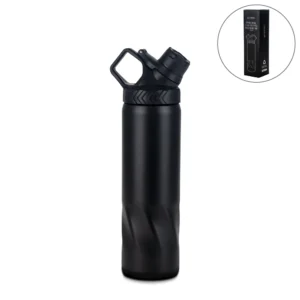 Stainless Steel Water Bottles in Black Matte, Double Wall, 620ml - Image 1