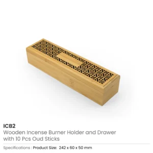 Wooden Incense Burner Holder with Drawer Includes 10 Pcs Oud Sticks - Image 7