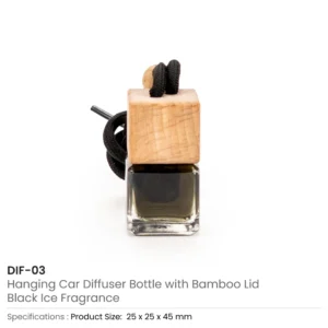 Hanging Car Diffuser Bottle with Bamboo Lid – Black Ice Fragrance - Image 6