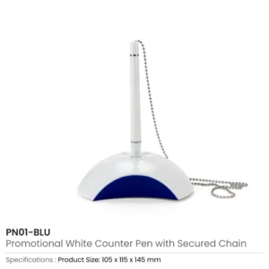Counter Pen with Base Holder and Secured Chain – Blue Ink - Image 7