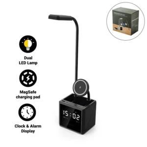 Multi-functional Desk Lamp with Wireless Charger and Clock - Image 1
