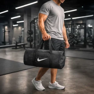 Duffle Gym Bags in Black with Zipper Closure - Image 2