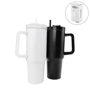 Tumblers with Handle and Straw in Stainless Steel 1200ml - Image 1