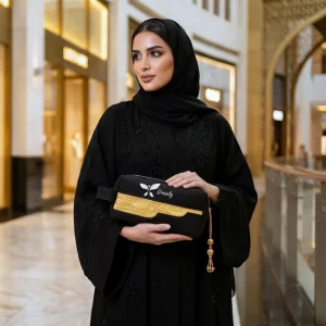 Black Multi-Purpose Utility & Cosmetic Pouch with Bisht Embroidery - Image 2