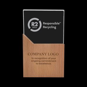 Rectangle Shaped Wood and Crystal Awards with Box - Image 3