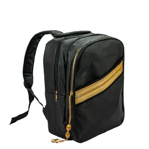 Backpack in PU Leather with Arabic Traditional Gold Bisht Design