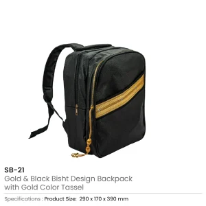 Backpack in PU Leather with Arabic Traditional Gold Bisht Design - Image 4